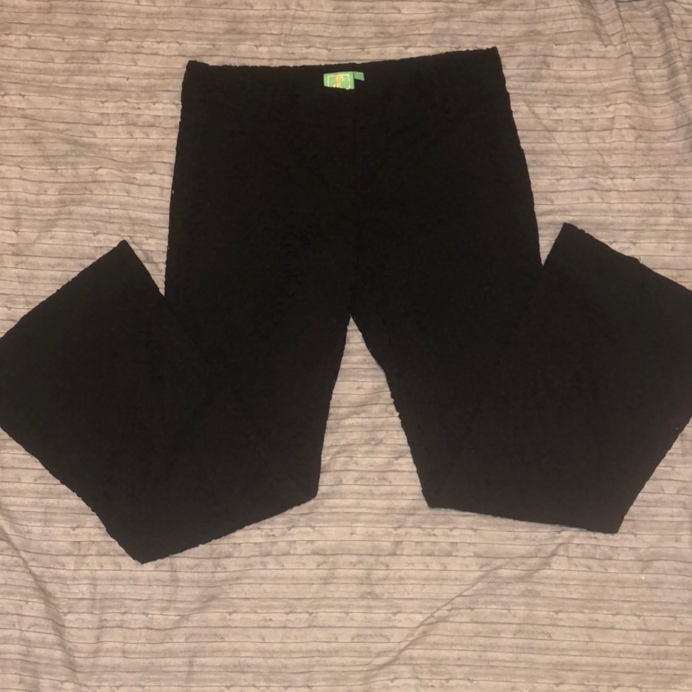 Jules Reid Black Eyelet Wide Leg Pants Size 8